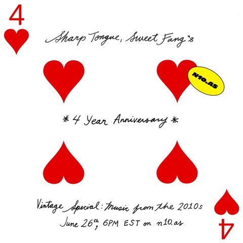 Happy 4 years Sweet Fang! A mix I played live as part of a Retrospective party in which I represented the decade of the 2010s...
