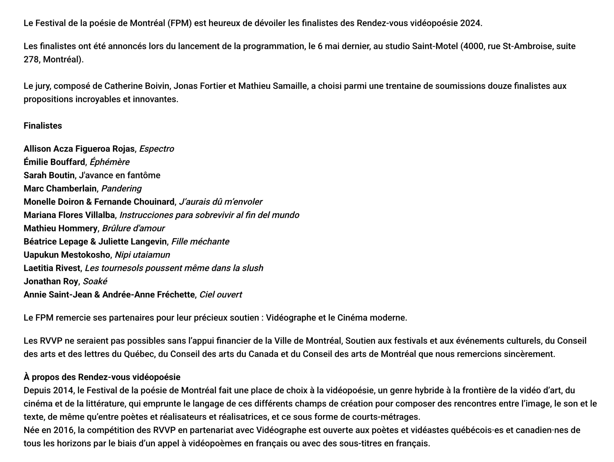 Éphémère (2024) - finaliste au FPM